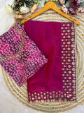 Classic Dark Pink Jimmy Choo Sequence Embroidery Work Saree