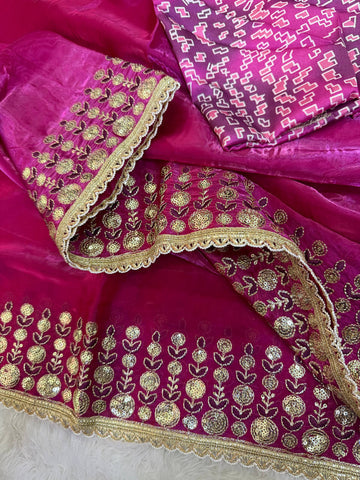 Classic Dark Pink Jimmy Choo Sequence Embroidery Work Saree