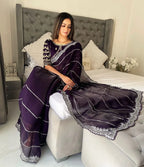 Beautiful Mirror Work Saree with Free Blouse | Premium Elegant Collection