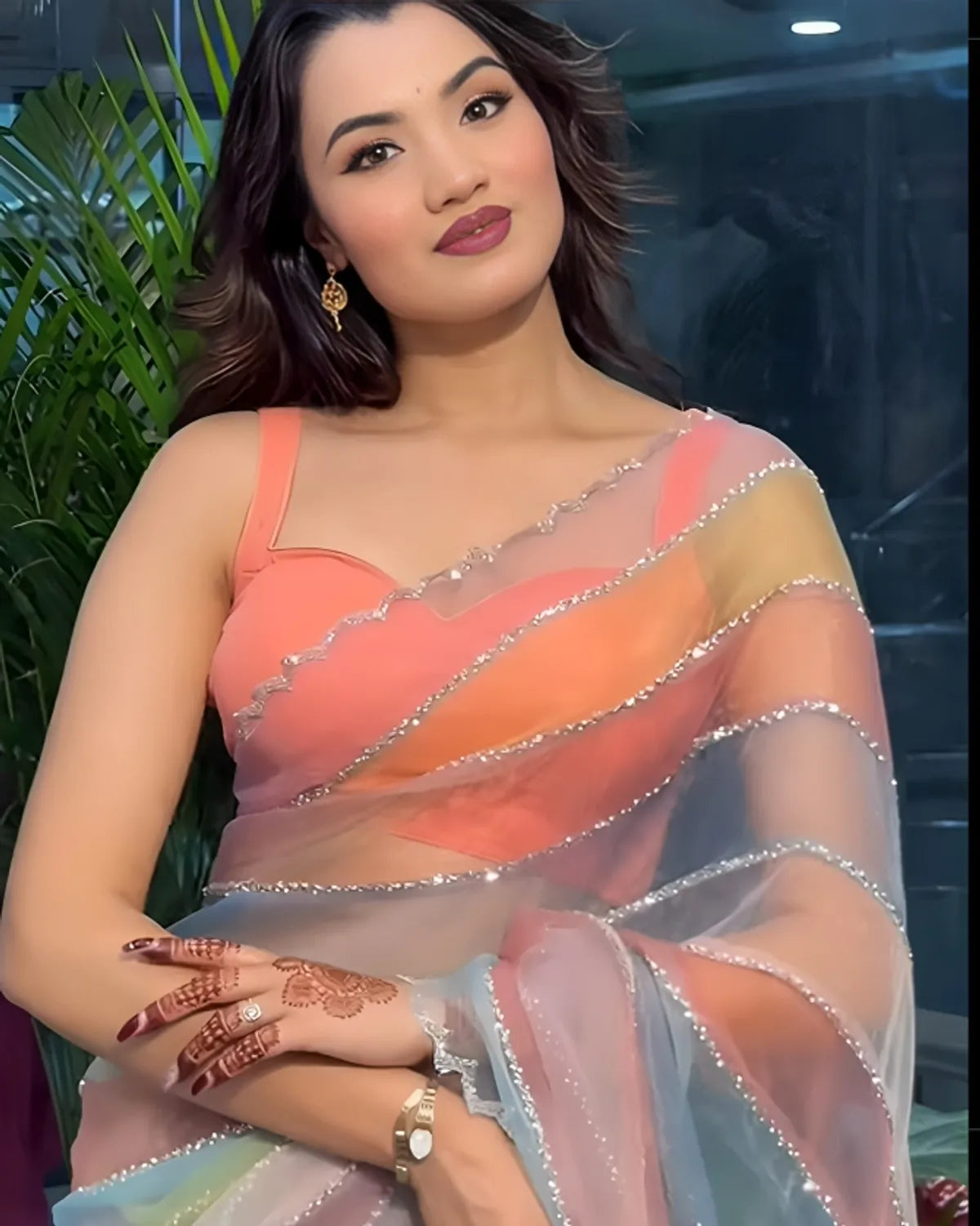 Multicolor Soft Organza Silk Designer Saree